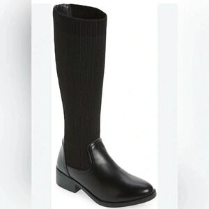 Steve Madden Girl’s J-Elated Black Tall Boot Stretch Calf Leather Black Kids 2‎